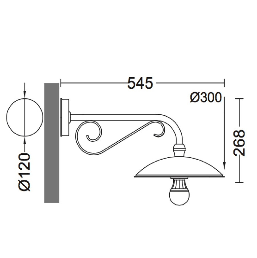 Ausenwandleuchten Ubersicht Terra Lumi | Wandlampe Fur Ausen Ohne Glas Mit Verzierter Armstutze - Terra Lumi