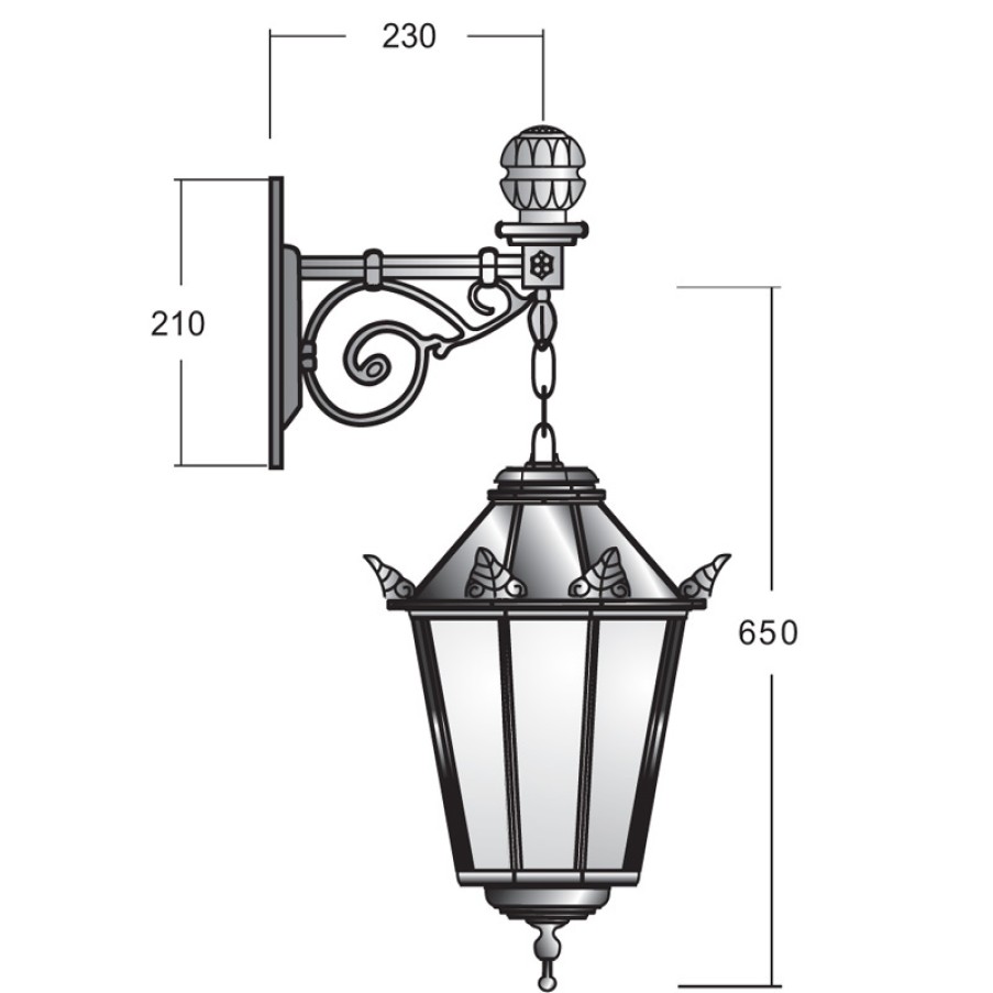 Ausenwandleuchten Ubersicht Terra Lumi | Hangende Wandlaterne Marienburg Mit Schinkel-Laterne 70 Z - Terra Lumi