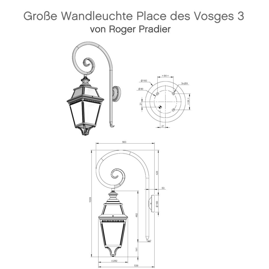 Ausenwandleuchten Ubersicht Terra Lumi | Grose Wandleuchte Place Des Vosges 3 Mit Bischofstab - Terra Lumi