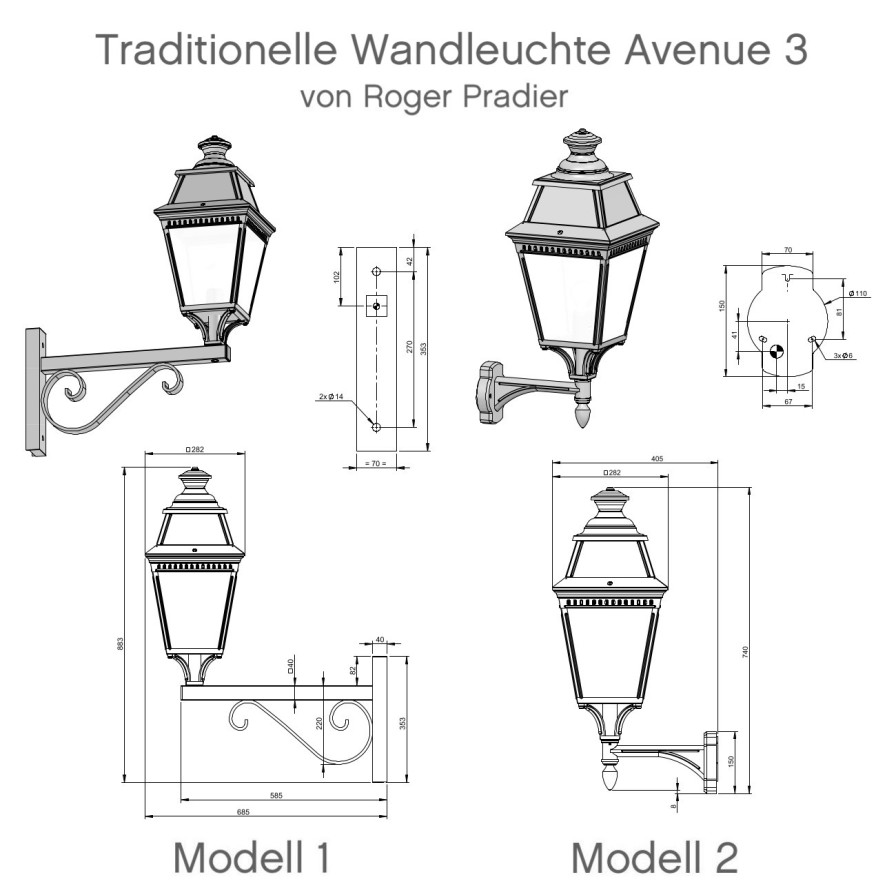 Ausenwandleuchten Ubersicht Terra Lumi | Traditionelle Wandleuchte Avenue 3 Mit Led - Terra Lumi