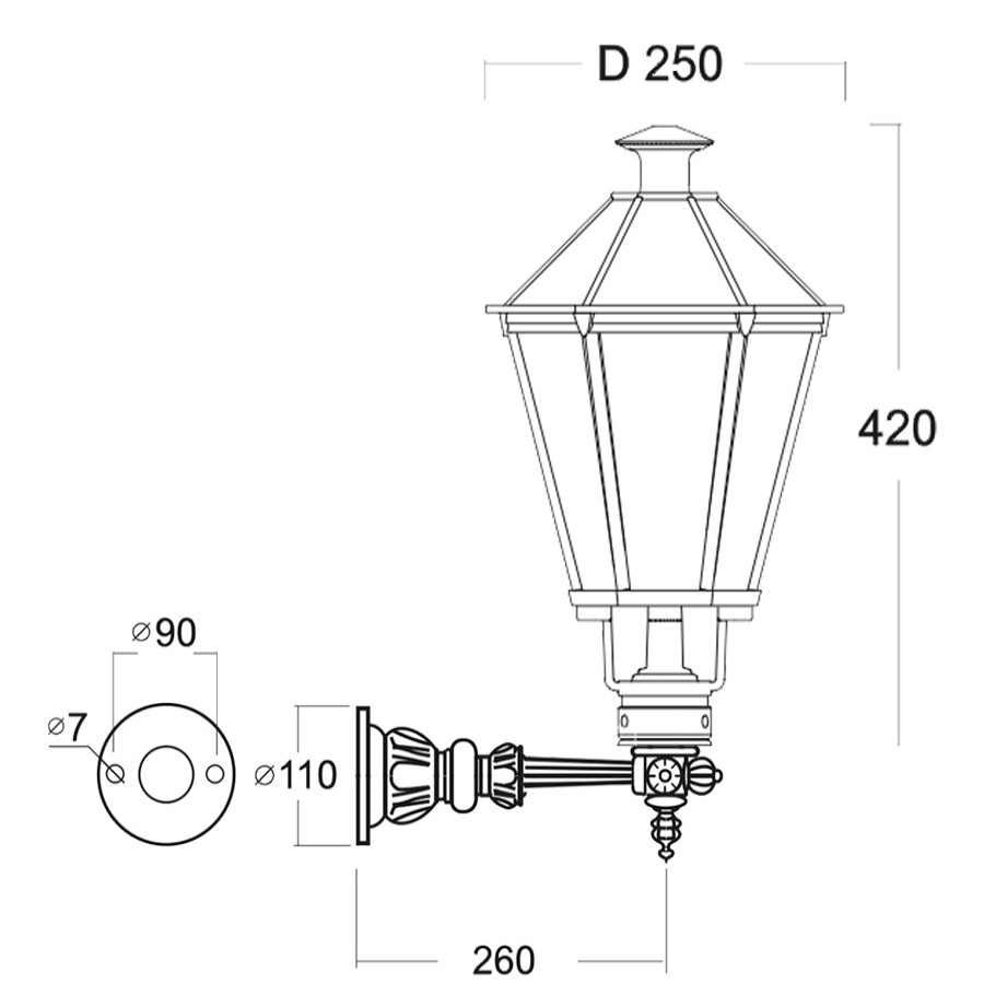 Ausenwandleuchten Ubersicht Terra Lumi | Wandlaterne Mit Massivem Wandarm Danzig S 60.61 Tl - Terra Lumi