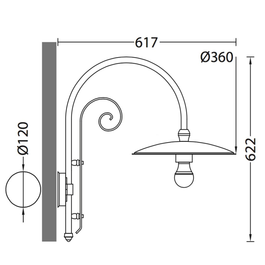 Ausenwandleuchten Ubersicht Terra Lumi | Wandlampe Fur Ausen Mit Verziertem Bogenarm - Terra Lumi