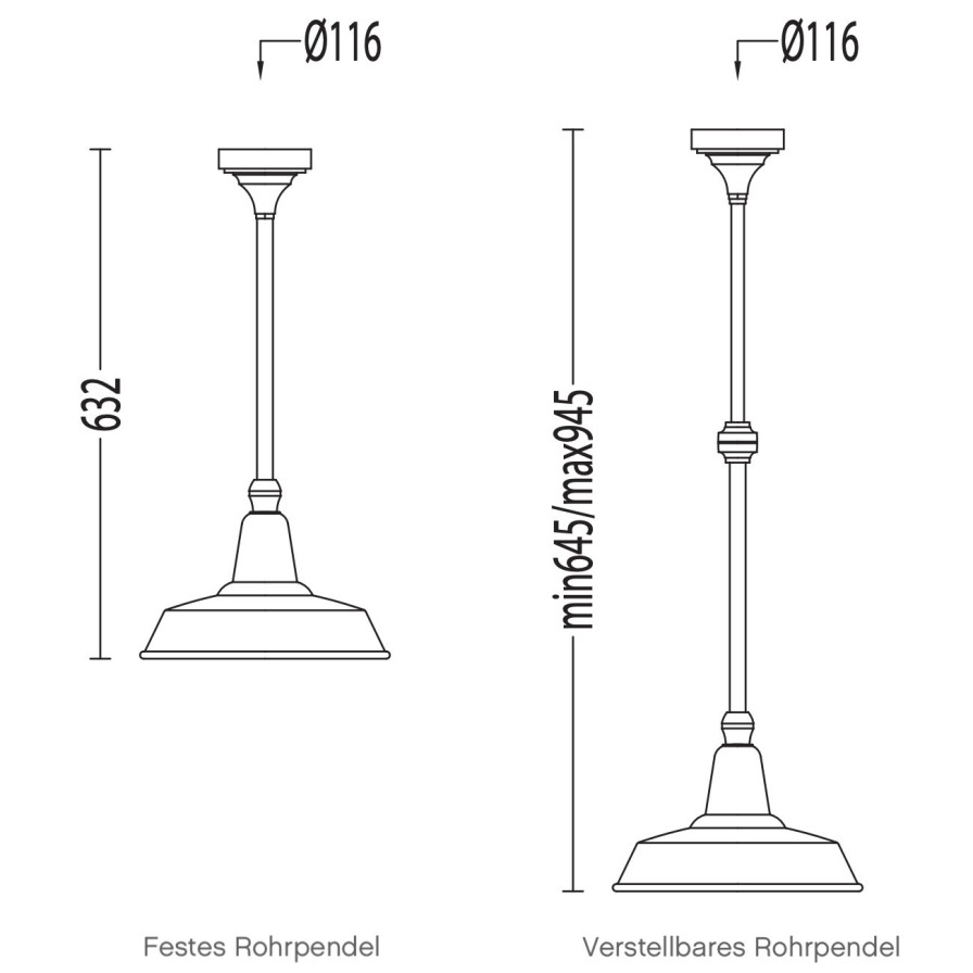 Pendelleuchten Fur Ausen Terra Lumi | Industriestil-Deckenlampe Fur Ausen Mit Rohrpendel - Terra Lumi