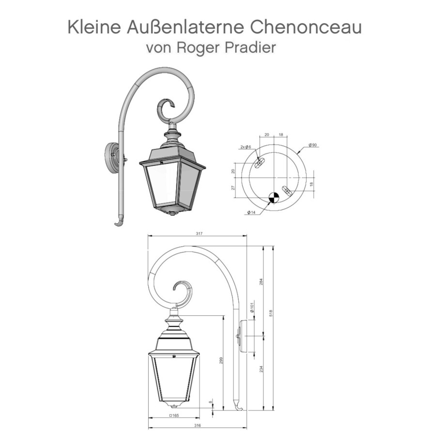 Ausenwandleuchten Ubersicht Terra Lumi | Kleine Ausenlaterne Chenonceau Mit Bischofstab - Terra Lumi