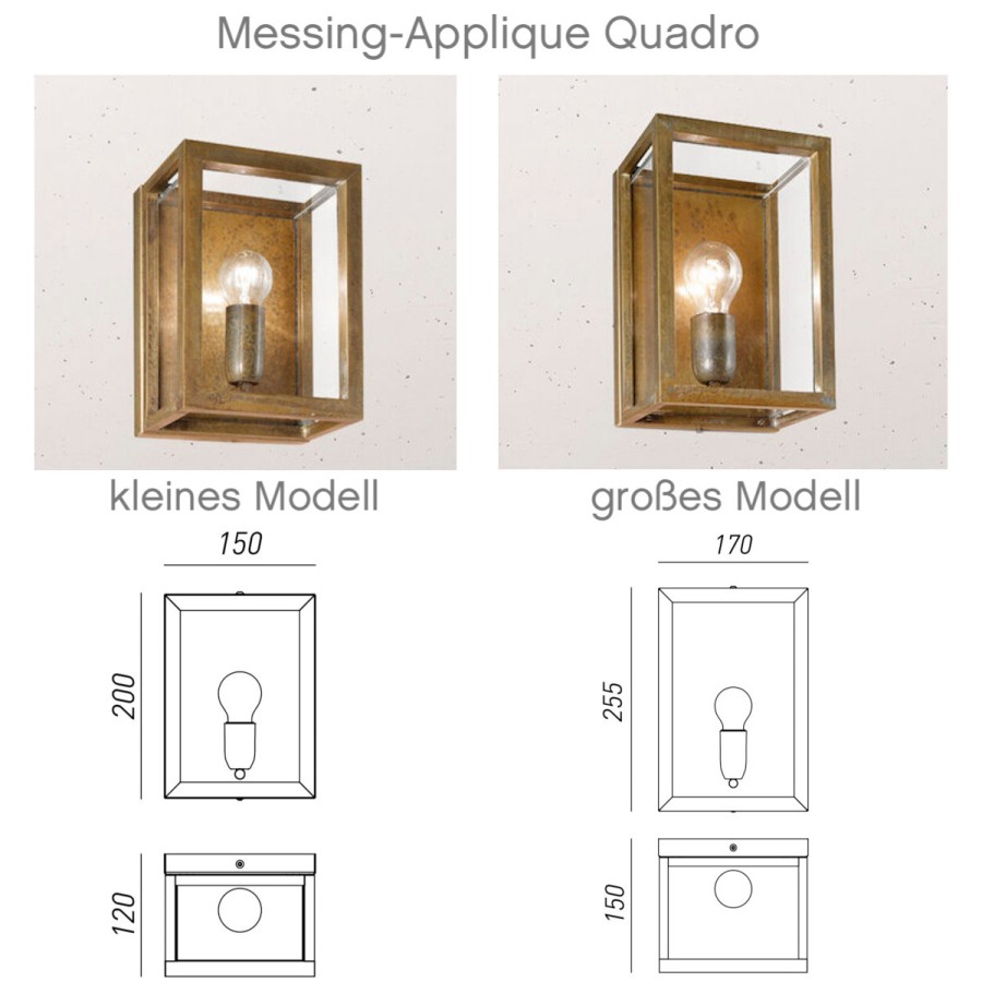 Ausenwandleuchten Ubersicht Terra Lumi | Italienische Messing-Applique Quadro 262.01.Ot - Terra Lumi