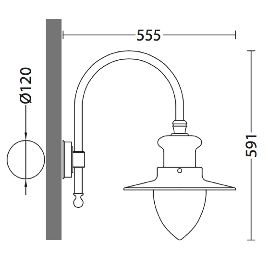 Ausenwandleuchten Ubersicht Terra Lumi | Bogenarm-Wandlampe Mit Satiniertem Spitzzylinder-Glas - Terra Lumi