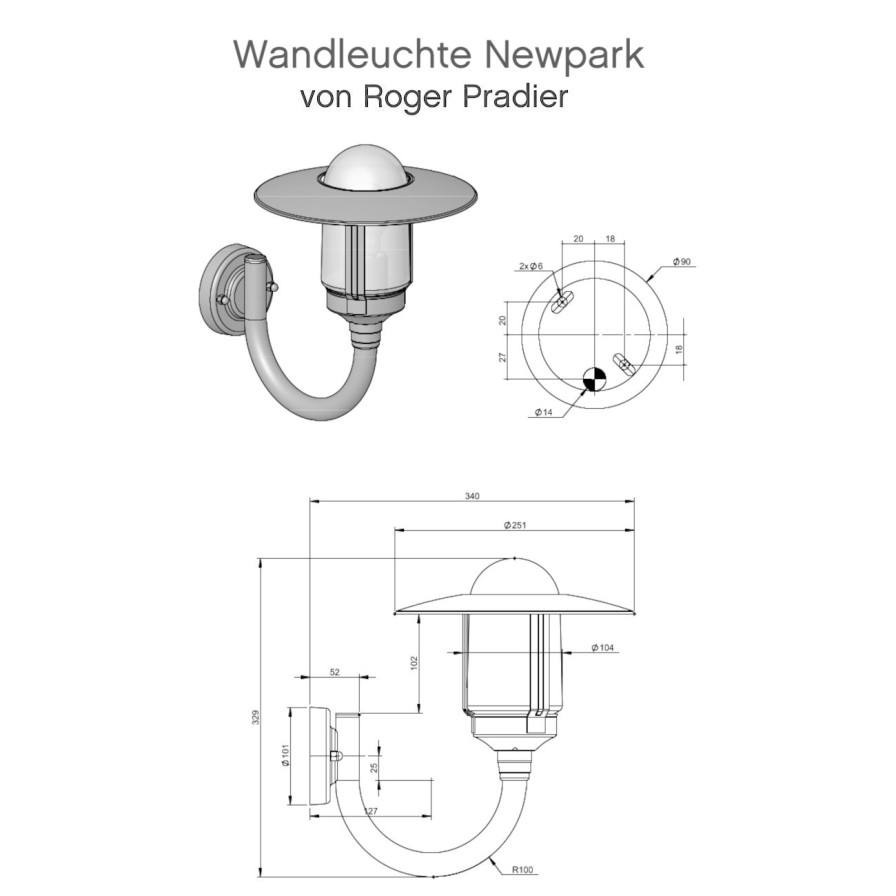 Ausenwandleuchten Ubersicht Terra Lumi | Wandleuchte Newpark Mit Gebogenem Ausleger - Terra Lumi