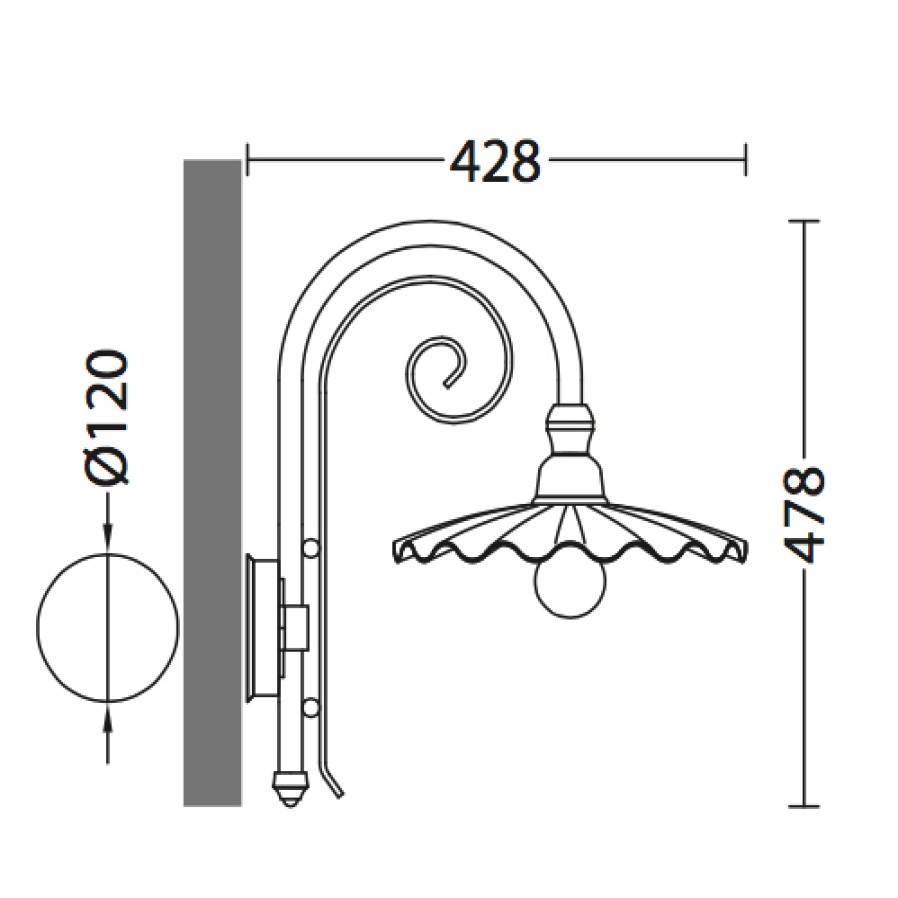 Ausenwandleuchten Ubersicht Terra Lumi | Bogen-Wandlampe Fur Ausen Mit Plissiertem Schirm - Terra Lumi