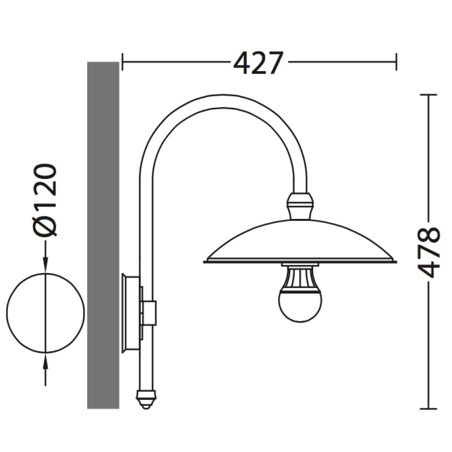 Ausenwandleuchten Ubersicht Terra Lumi | Bogen-Wandlampe Fur Ausen Mit Tellerschirm - Terra Lumi