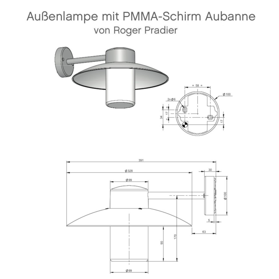 Ausenwandleuchten Ubersicht Terra Lumi | Schlichte Ausenlampe Mit Pmma-Schirm Aubanne - Terra Lumi