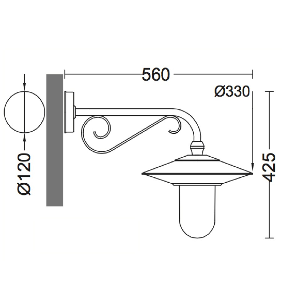 Ausenwandleuchten Ubersicht Terra Lumi | Ausen-Wandlampe Mit Zierteil Am Wandarm - Terra Lumi