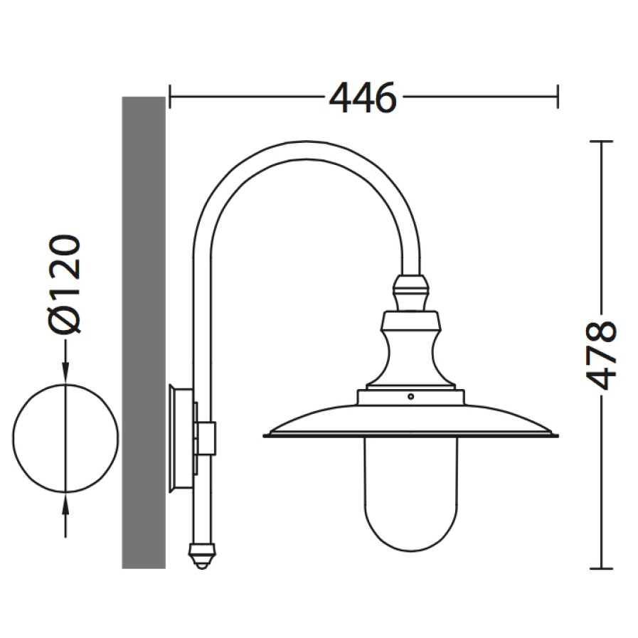 Ausenwandleuchten Ubersicht Terra Lumi | Ausen-Wandlampe Im Fabrikstil Mit Bogenarm - Terra Lumi