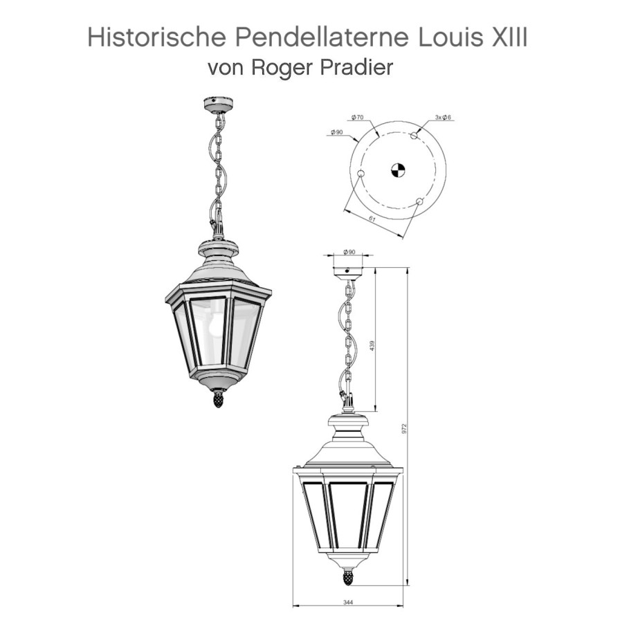 Pendelleuchten Fur Ausen Terra Lumi | Historische Pendellaterne Louis Xiii Aus Aluminium Oder Messing - Terra Lumi