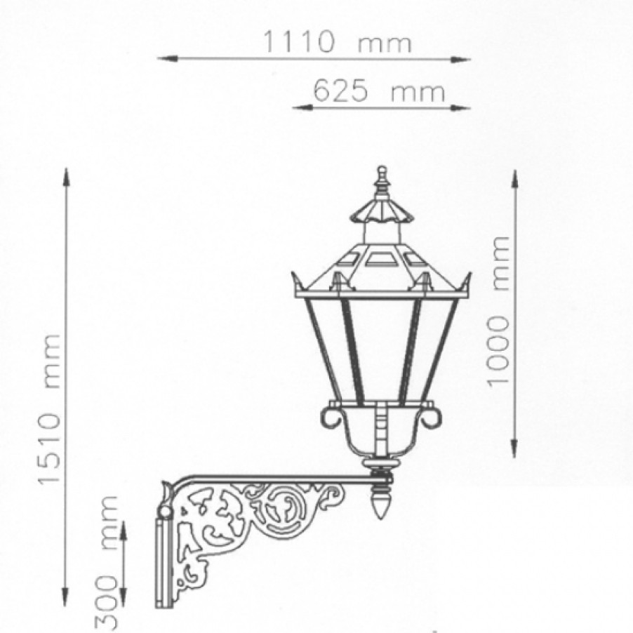 Ausenwandleuchten Ubersicht Terra Lumi | Wandleuchte Alt Berlin S 11 R Mit Wandarm Rose - Terra Lumi