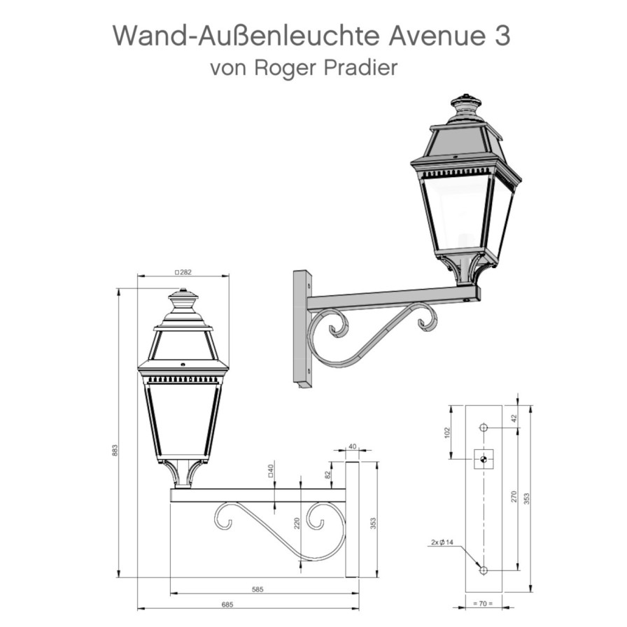 Ausenwandleuchten Ubersicht Terra Lumi | Klassische Wand-Ausenleuchte Avenue 3 - Terra Lumi