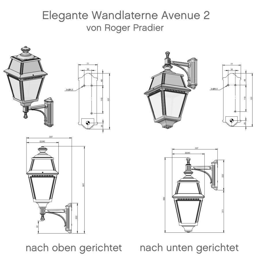 Ausenwandleuchten Ubersicht Terra Lumi | Elegante Wandlaterne Avenue 2 Aus Messing Oder Aluminium - Terra Lumi