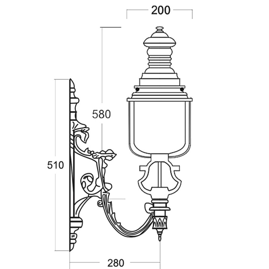 Ausenwandleuchten Ubersicht Terra Lumi | Hamburger Laterne Mit Jugendstil-Wandarm Pr M-L - Terra Lumi