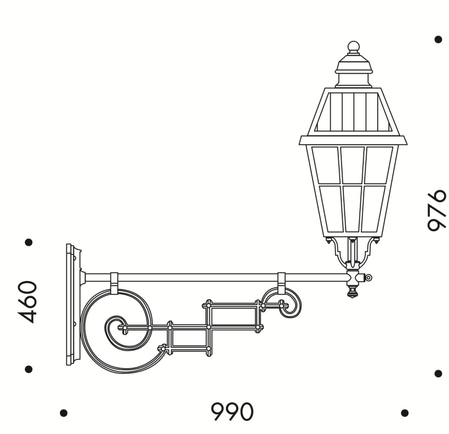 Wandlaternen Fur Ausen Terra Lumi | Wandleuchte Mit Vergittertem Glas Und Langem Ausleger - Terra Lumi