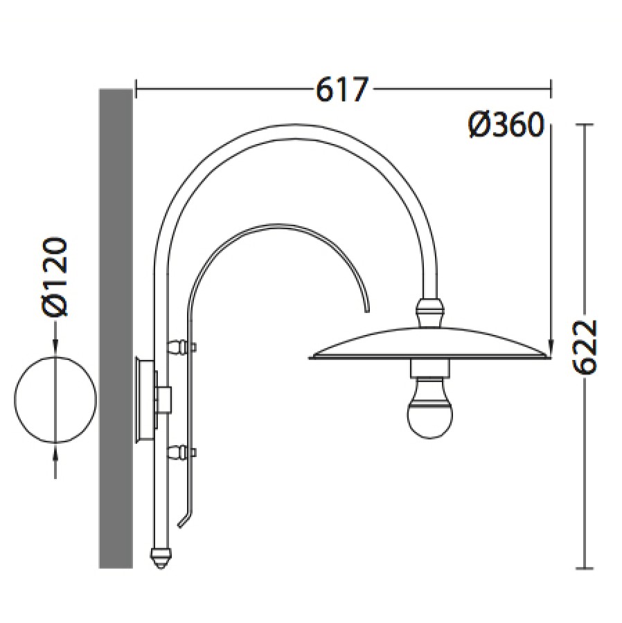 Ausenwandleuchten Ubersicht Terra Lumi | Wandlampe Fur Ausen Mit Grosem Bogenarm - Terra Lumi