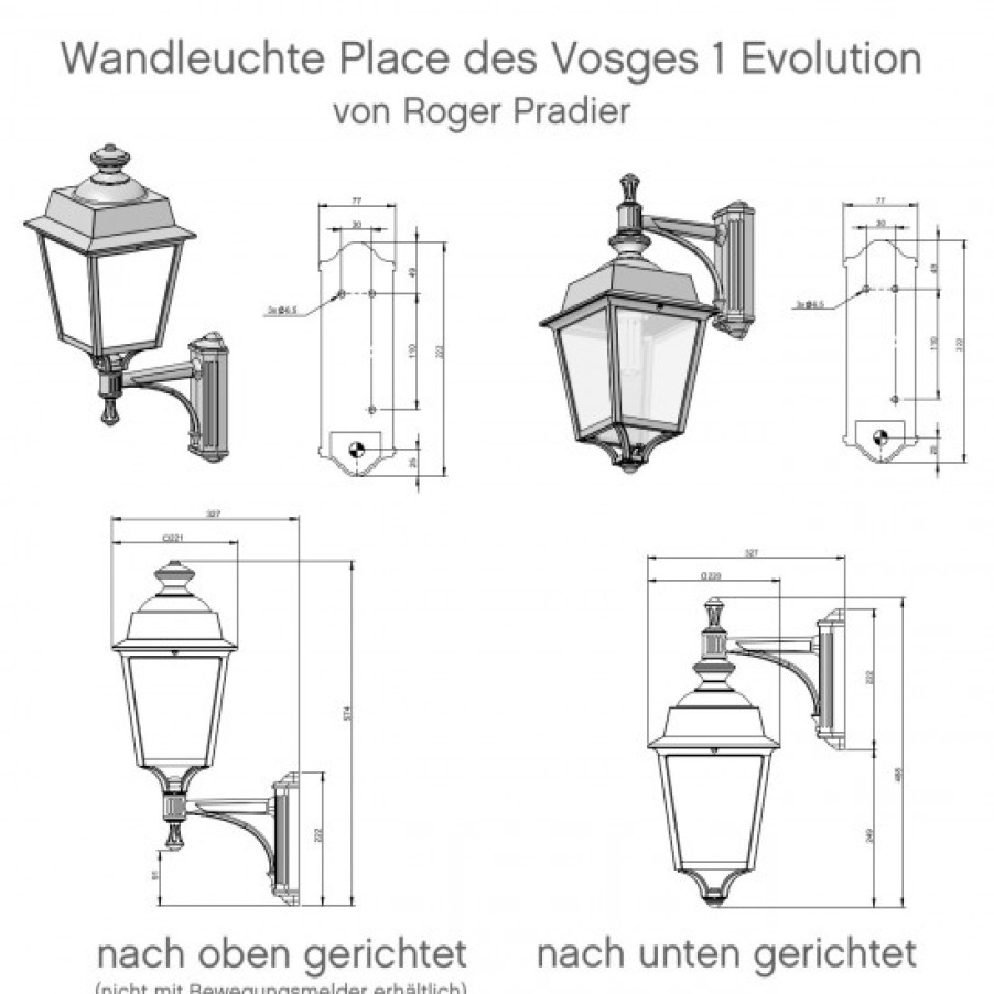 Ausenwandleuchten Ubersicht Terra Lumi | Bewegungsmelder-Wandleuchte Place Des Vosges 1 - Terra Lumi