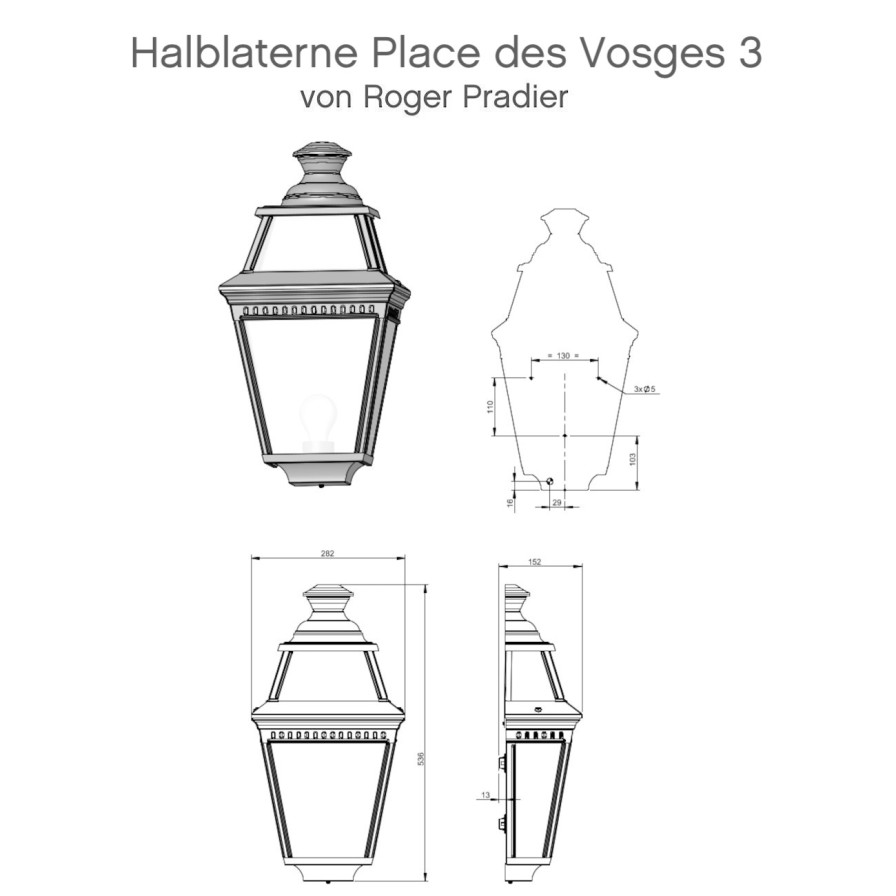 Ausenwandleuchten Ubersicht Terra Lumi | Franzosische Halblaterne Place Des Vosges 3 - Terra Lumi