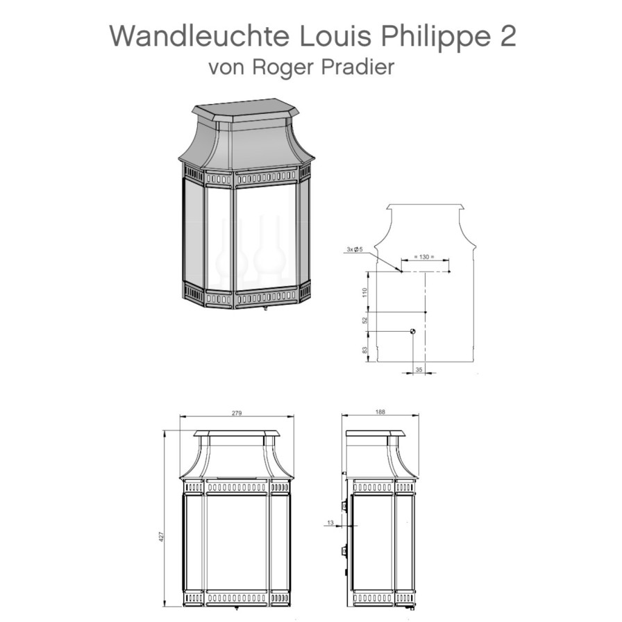 Ausenwandleuchten Ubersicht Terra Lumi | Flache Wandleuchte Louis Philippe 2: Halblaterne - Terra Lumi