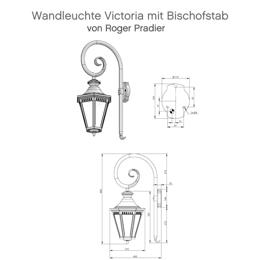 Ausenwandleuchten Ubersicht Terra Lumi | Wandleuchte Victoria Mit Bischofstab - Terra Lumi