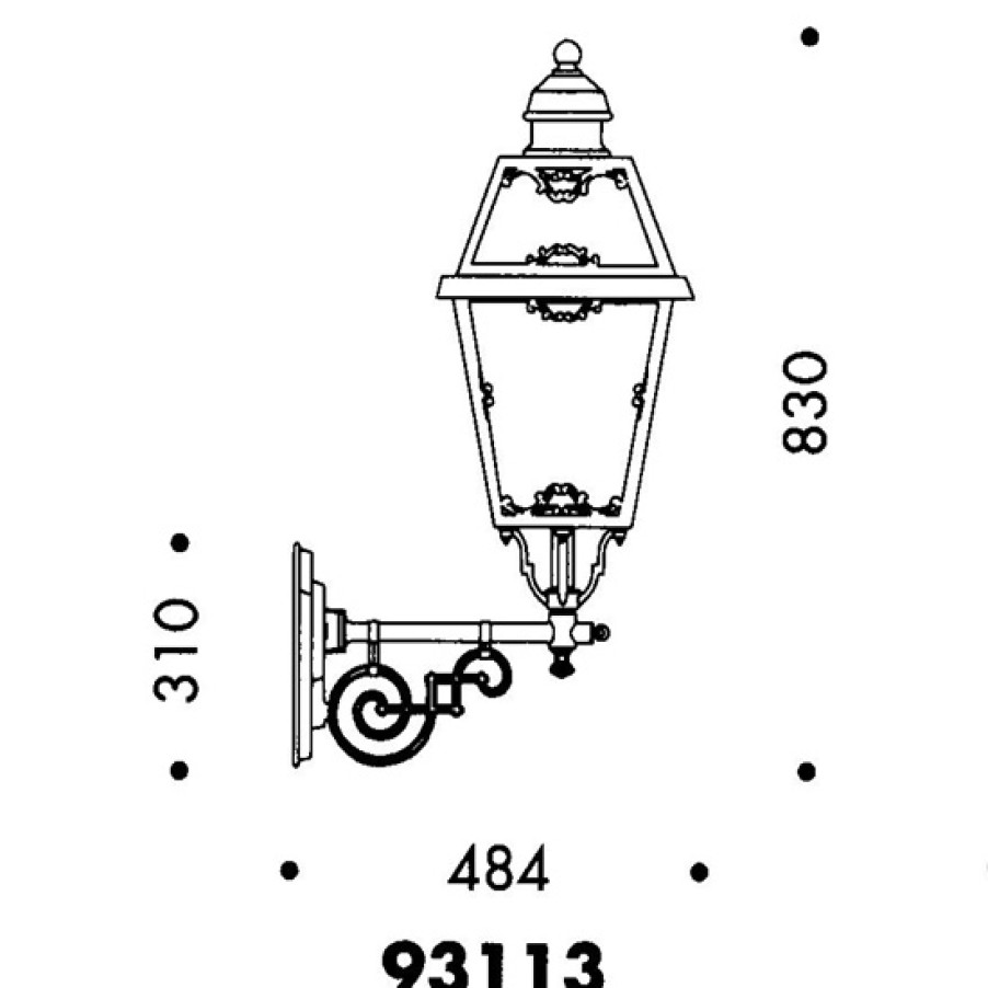 Ausenwandleuchten Ubersicht Terra Lumi | Grose Jugendstil-Wandlaterne Mit Verglastem Dach - Terra Lumi