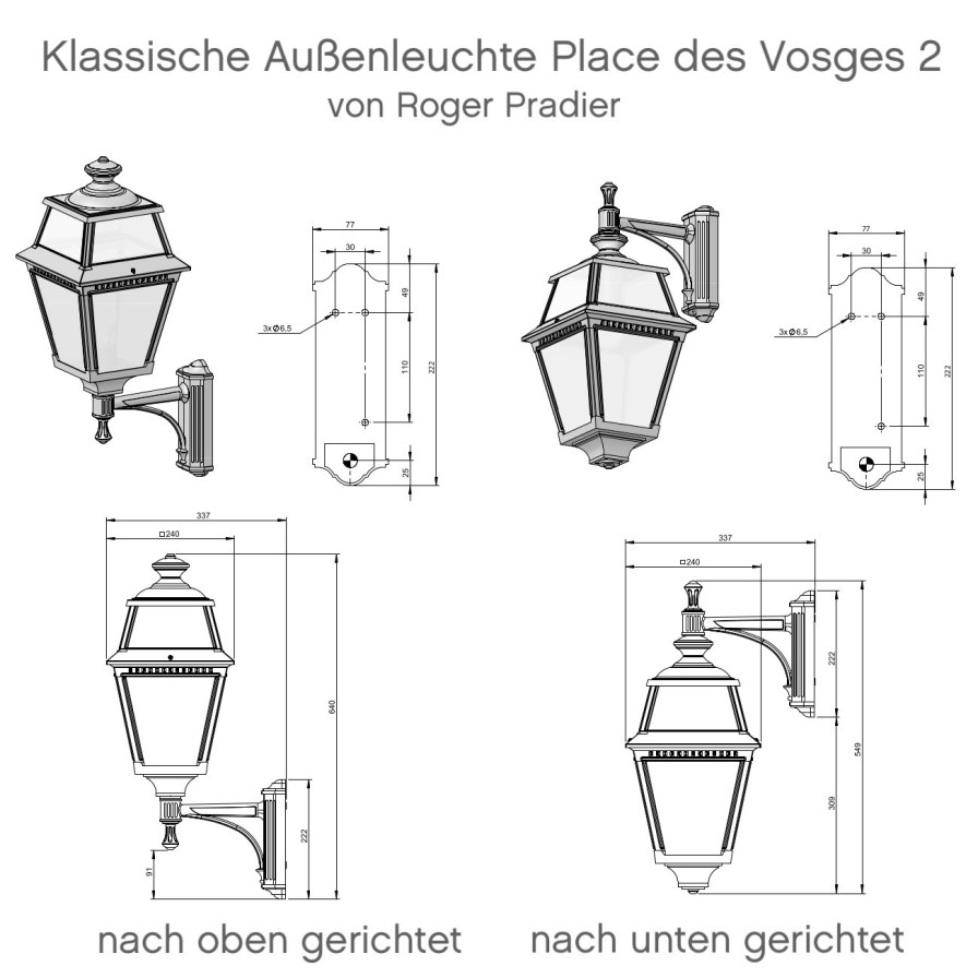 Ausenwandleuchten Ubersicht Terra Lumi | Klassische Wand-Ausenleuchte Place Des Vosges 2 - Terra Lumi