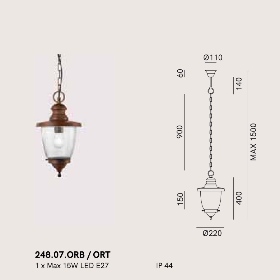 Pendelleuchten Fur Ausen Terra Lumi | Mediterrane Pendelleuchte Fur Ausen Venezia 248.07.Or - Terra Lumi