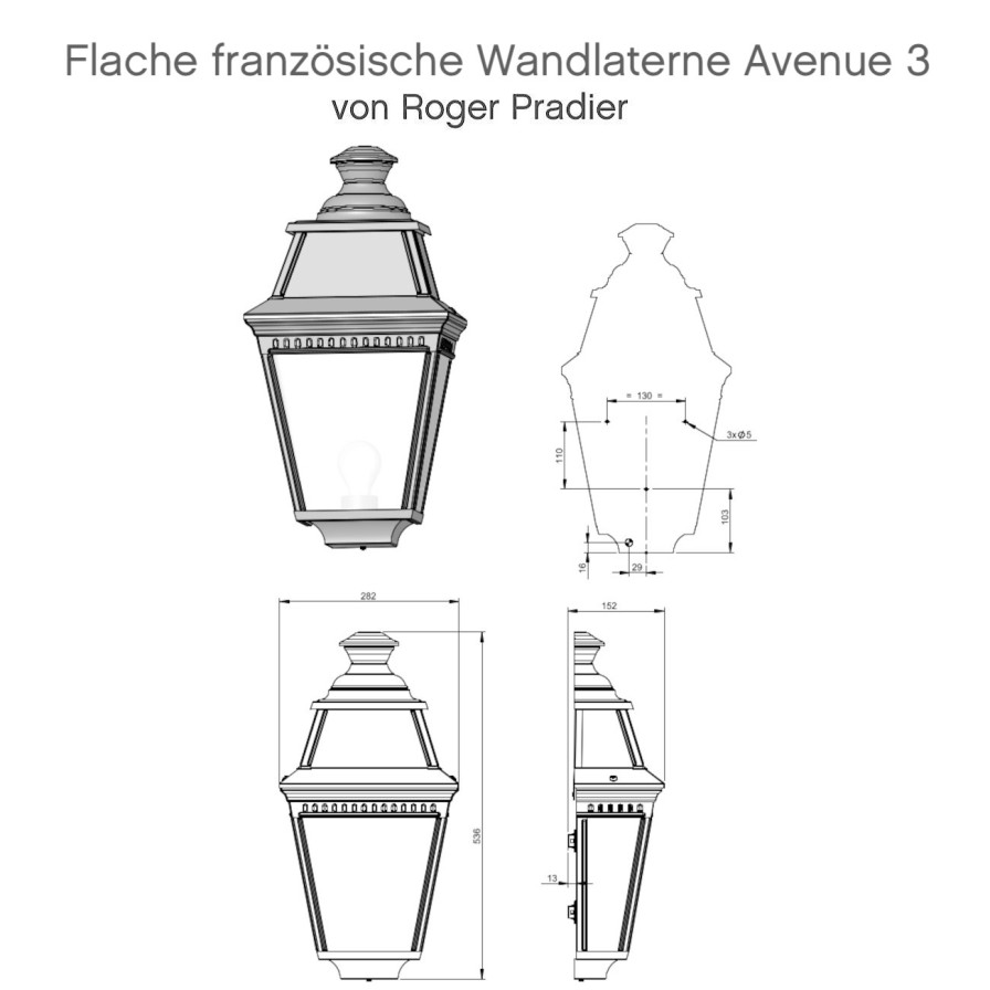 Ausenwandleuchten Ubersicht Terra Lumi | Flache Franzosische Wandlaterne Avenue 3 - Terra Lumi