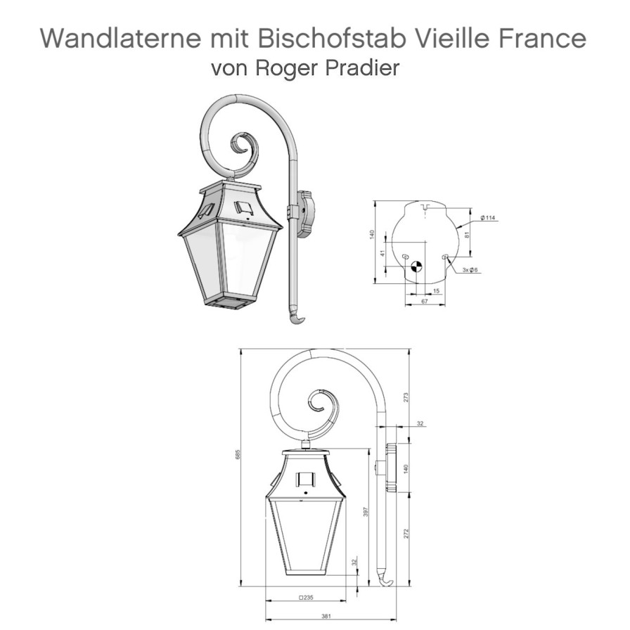 Ausenwandleuchten Ubersicht Terra Lumi | Nostalgische Wandlaterne Mit Bischofstab Vieille France - Terra Lumi